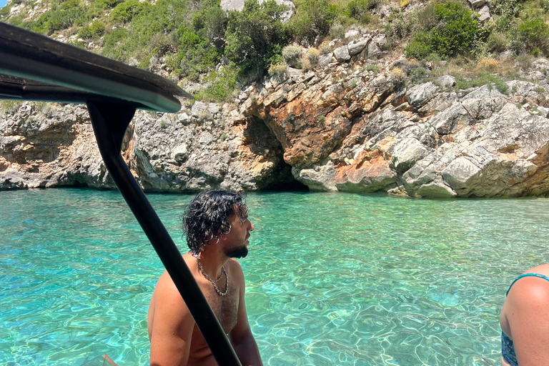Golem to Grama Bay, Blue Cave & Secret Canyons by Speedboat Tirana/Golem: Grama Bay,Blue Cave & Hidden Bays by Speedboat