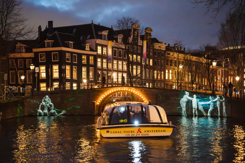 Amsterdam: Cozy Light Festival Cruise with Hot Chocolate