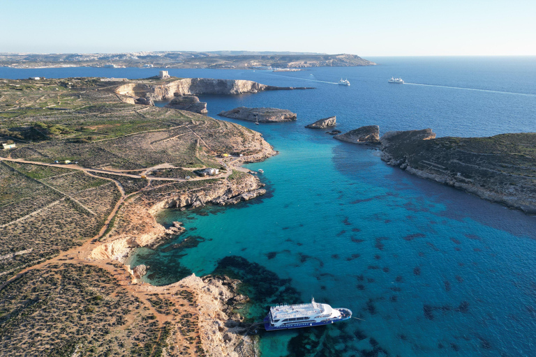 Bugibba: Sunset Cruise to Blue Lagoon, Caves, Crystal Lagoon