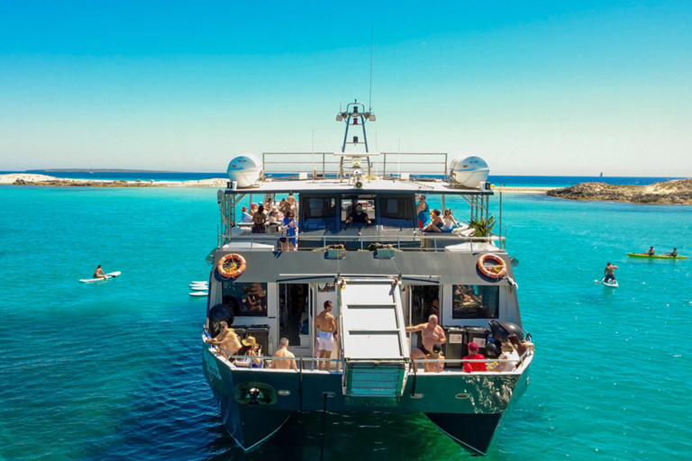Ibiza: Formentera Boat with Open Bar, 3 meals & Sunset Party ADVANCE: Standard selection of food & open bar option