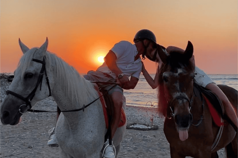 جزيرة رودس: ركوب الخيل على الشاطئ عند غروب الشمس