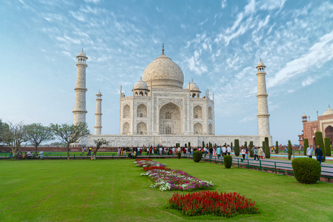 From Delhi: Taj Mahal Sunrise and Agra Fort Private Day Trip AC Car, Tour Guide, Monument Tickets & Meal