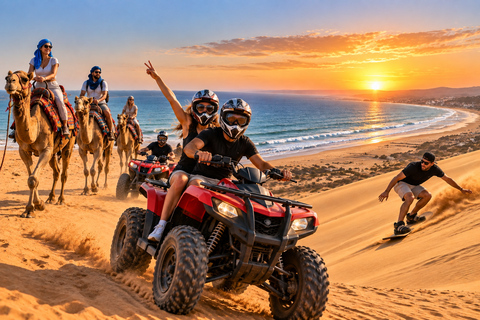 Agadir: Desert & Beach Quad with Sandboard & Camel Option Double Desert & Beach Quad, Sandboard