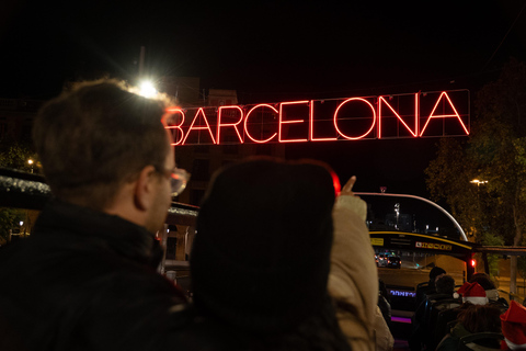 Barcelona: passeio de autocarro aberto com luzes de Natal20h30 Passeio de Natal Espanhol