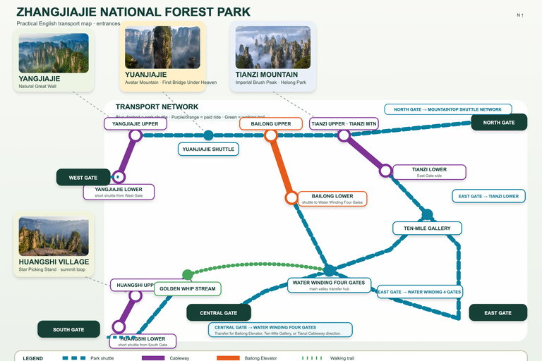 Zhangjiajie: Avatar Mountains E-Ticket & Guide Options 4-Day Park Ticket + 4 Mountain Transport Rides