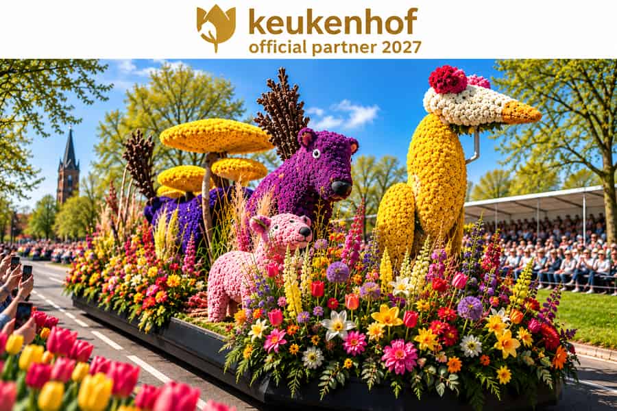 Amsterdam: Blumenparade Tribüne + Keukenhof-Tour. Foto: GetYourGuide Amsterdam: Blumenparade Tribüne + Keukenhof-Tour. Foto: GetYourGuide