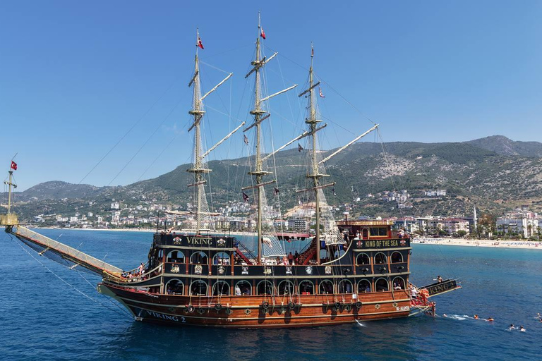 Alanya: Pirate Ship Cruise with Daytime or Sunset Option Sunset Pirate Ship Cruise with Dinner & Soft Drinks