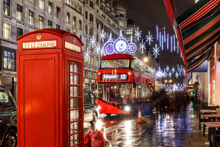 Londres : visite en bus à toit ouvert des lumières de Noël du traîneau du Père NoëlPont supérieur ouvert