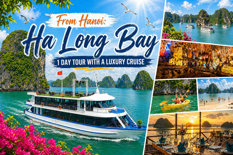 From Hanoi: Ha Long Bay 1 Day Tour With A Luxury Cruise Private Tour Guide & Shared Car Transfer & Shared Cruise