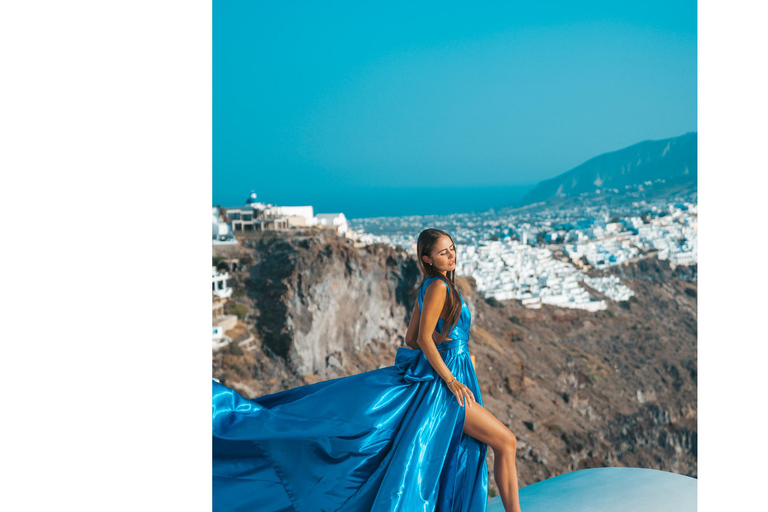 Santorini: Flying Dress PhotoshootOia oder Imerovigli: Santorini Flying Dress Photoshoot