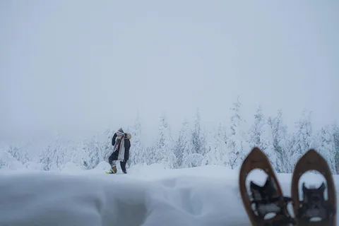 Snowshoeing in the Frozen Forest