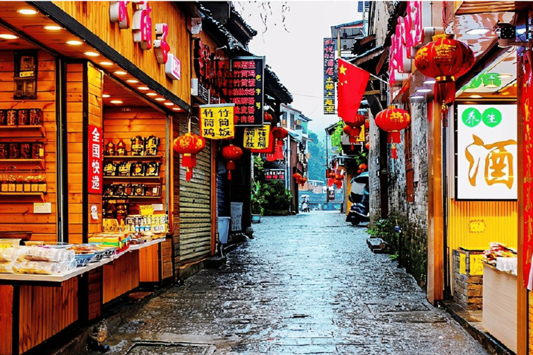 Rejs po rzece Yangshuo Xingping Li i wrażenia z pokazu Liusanjiez kolacją