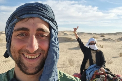 Sahara : Randonnée à dos de chameau dans les dunes du désert avec bivouac d'une nuit, en campingSabria : 2 jours de randonnée à dos de chameau dans les dunes du désert avec c