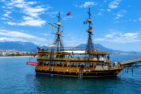 Alanya: Pirate Boat Cruise with Lunch and Swimming Stops Pirate Boat Trip with Hotel Transfer