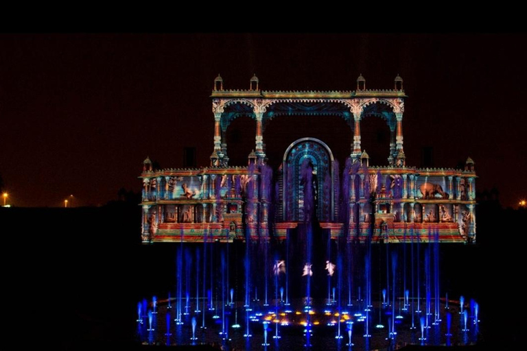 New Delhi: Akshardham Temple Light Show With Custom Add Ons Akshardham Water & Light Show W- Car, Guide, Tickets, Dinner
