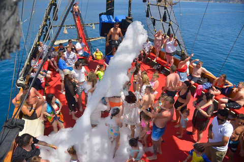 Alanya Sunset Boat Tour – Foam Party, Music & Swimming Break Sunset Boat Dinner+Party Boat (With Transfer)