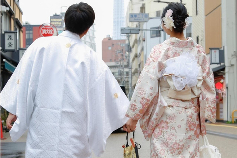 Tokyo Asakusa: Kimono Rental with Hair & Optional Photos Standerd Kimono Rental ➕café break（one drink)