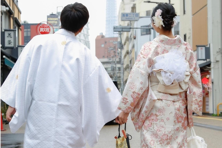 Tokyo Asakusa: Kimono Rental with Hair & Optional Photos Standerd Kimono Rental ➕café break（one drink)