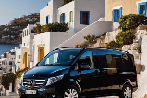 Privé transfer: Van je Villa naar Mykonos Stad-minibusje
