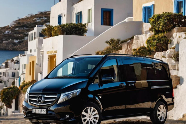 Prywatny transfer: Miasto Mykonos do hotelu z mini vanem