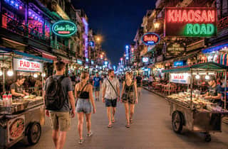 Bangkok: Khaosan-Nightlife-Tour mit Streetfood & Getränken