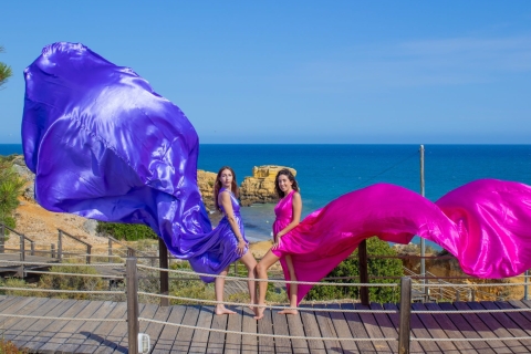 Albufeira : Photoshoot en robe volante pour 2 personnes avec photos éditées
