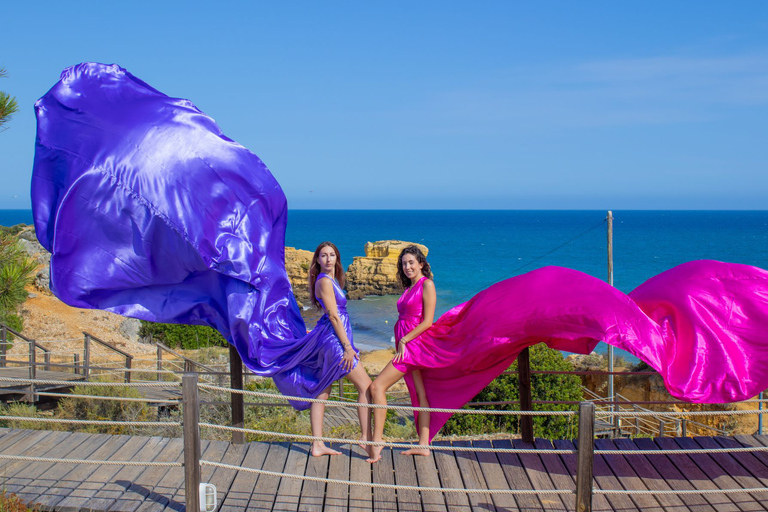 Albufeira: Flying Dress-fotoshoot voor 2 met bewerkte foto's