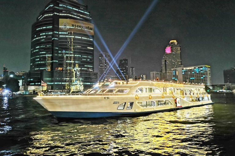 Bangkok Chao Phraya Cruise with Luxury Buffet & Open Deck Private Transfer |Wat Paknam+Chao Phraya Night Cruise Buffet