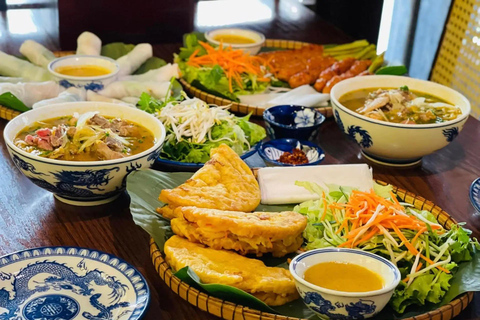 Hue City: Cyclo, Market Tour & Cooking Class at Madam Thu Cooking Class with Pick-up (No Market Visit)