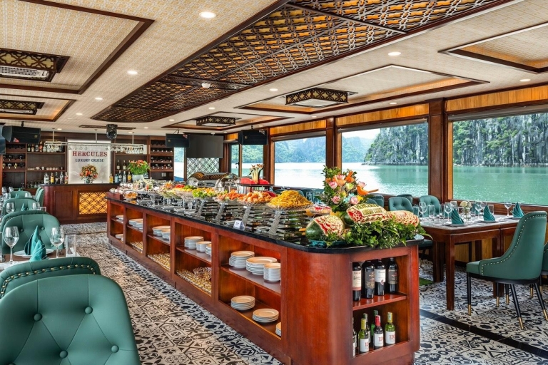 Übernachtung auf einer luxuriösen 5-Sterne-Kreuzfahrt in der Halong-Bucht mit VollverpflegungHalong-Bucht Ganztages-/Luxus-Kreuzfahrt