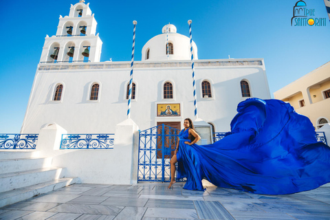 Santorini: Flying Dress Photoshoot with Edited Photos