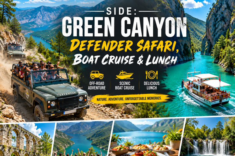 Side: Green Canyon Defender Safari, Boat Cruise & Lunch Private Jeep Tour
