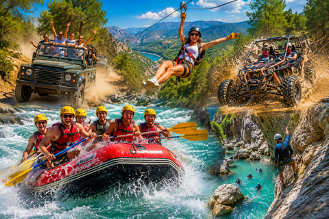 Antalya/Side: Rafting, Quad, Buggy, Zipline, w/Lunch Ultimate 4-in-1 Adventure: Rafting, Jeep, Buggy & Zipline