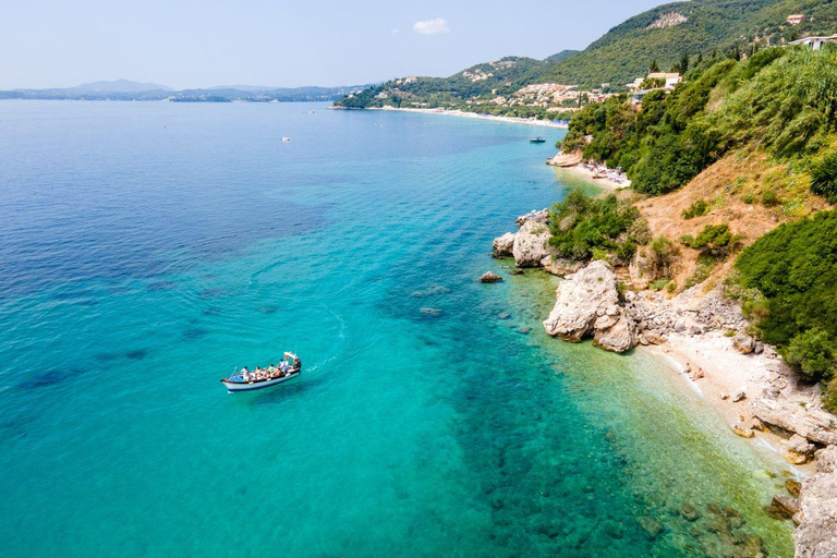 Private Cruise from Corfu on a Shaded Wooden Boat Private Cruise from Corfu Town on a Traditional Wooden Boat