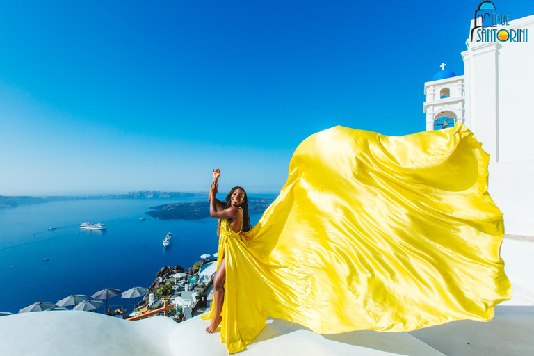 Santorini: Flying Dress Photoshoot with Edited Photos