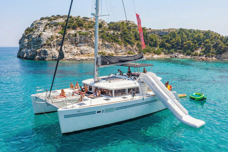 Rhodes Ultimate Catamaran Trip to Anthony Quinn & Water Toys Rhodes: Luxury Catamaran Cruise to Anthony Quinn
