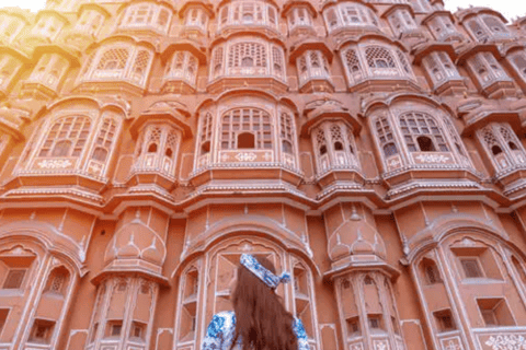 From Delhi: Guided Full Day Pinkcity Jaipur City Tour Jaipur Tour with Driver, Cab, Guide & Monuments Entrances