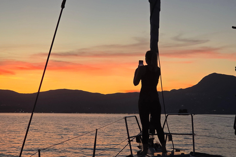 Corfu Island Sunset Sailing Trip with Snack and Prosecco Sunset Sailing Yacht Trip in Corfu Island