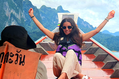 Phuket or Anywhere: Private Boat Cheow Lan Lake>Diamond Cave Option 2: From Krabi with Roundtrip Hotel Transfer