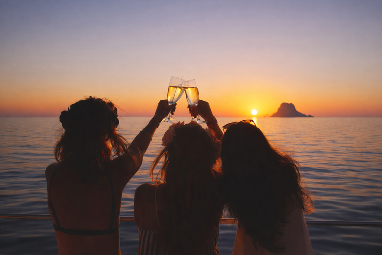 Ibiza: Sunset Boat Party with VIP Beds, DJs, Saxophonist and BBQ Basic Ticket: Includes 1 drink on the boat