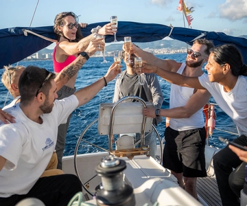 Barcelona Badalona : Sailboat Tour, Snacks, Drinks, Swimming