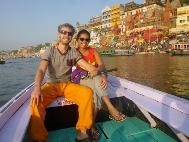 Visit Ganga Ghat Arti with Roof Café Close to Ganges in Varanasi, Uttar Pradesh, India
