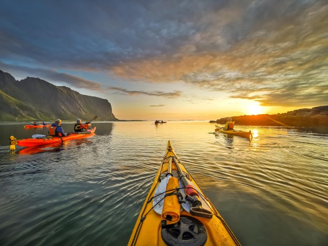 Visit Eggum Lofoten Islands Midnight Sun Kayak Tour in Leknes, Norway