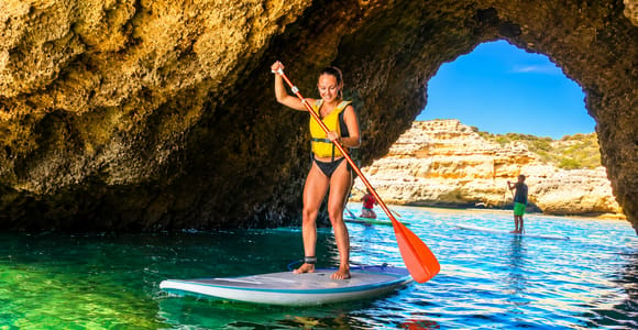 Albufeira: Guided SUP Tour to Sea Caves & Hidden Beaches