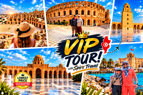 Vip Tour : El Jem, Kairouan, Monastir/Sousse|Pickup included 4️⃣Pick Up From : Tunis