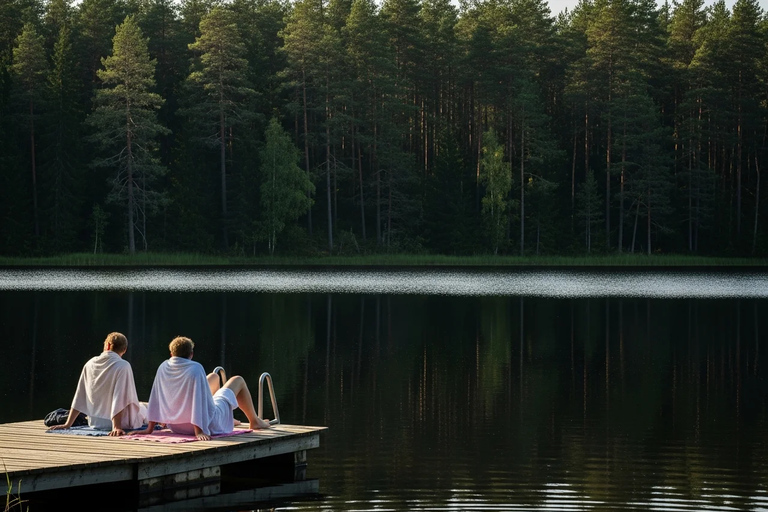 Stockholm: Lake Forest Sauna and Swim Experience