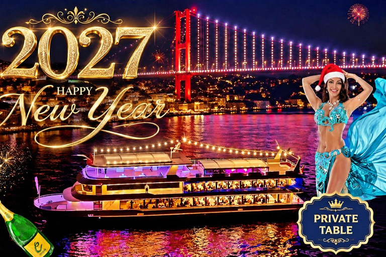 Istanbul: New Year's Eve Bosphorus Cruise w/ Dinner Option VIP Dinner Menu, Alcoholic Drinks, and Hotel Transfer