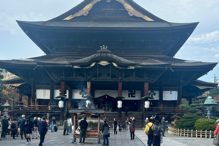 Depuis Tokyo : Excursion d&#039;une journée au parc des singes des neiges de Nagano et au temple Zenkoji