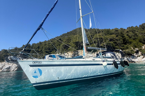 From Skopelos: Relaxed Open-Sail Day with Swimming & SUP Private Sailing Experience