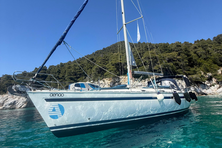 From Skopelos: Relaxed Open-Sail Day with Swimming & SUP Private Sailing Experience